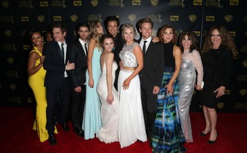 The cast of 'The Young and the Restless' pose in the press room during The 42nd Annual Daytime Emmy Awards at Warner Bros. Studios on April 26, 2015 in Burbank, California. 