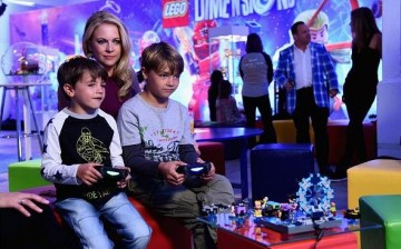  Melissa Joan Hart and family attend the launch party of LEGO Dimensions, the new toys for life, on September 24, 2015 in New York City. 
