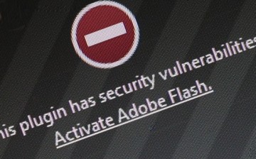 Message informing user about Adobe Flash vulnerabilities.