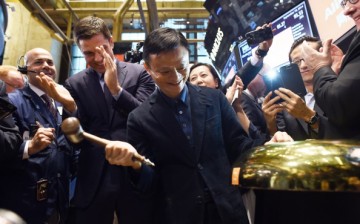 Alibaba founder and executive chairman Jack Ma rings a bell to open trading on the floor at the New York Stock Exchange in New York in 2014.