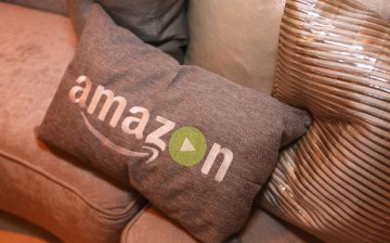 Pillows emblazoned with the Amazon logo are displayed at Amazon's Golden Globe Awards Celebration at The Beverly Hilton Hotel on Jan. 10, 2016 in Beverly Hills, California. 
