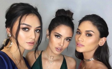 Philippine beauty queens (L-R) Miss International 2016 Kylie Versoza, Miss World 2013 Megan Young, and Miss Universe 2015 Pia Alonzo Wurtzbach