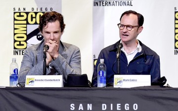 Actor Benedict Cumberbatch (L) and actor/writer/producer Mark Gatiss attend the 'Sherlock' panel during Comic-Con International 2016 at San Diego Convention Center on July 24, 2016 in San Diego, California. 