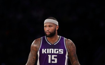 DeMarcus Cousins of the Sacramento Kings looks on against the New York Knicks during the first half at Madison Square Garden on December 4, 2016 in New York City.
