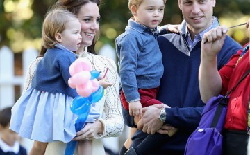 The Duchess of Cambridge, Princess Charlotte, Prince George and the Duke of Cambridge at a children's party for Military families during the Royal Tour of Canada on September 29, 2016 in Victoria, Canada.