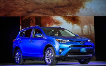 The Toyota RAV 4 being showcased during its official unveiling at the New York International Auto Show in 2015.