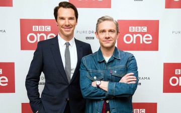 Benedict Cumberbatch and Martin Freeman, who play Sherlock Holmes and Dr, John Watson respectively, attend a screening of the Sherlock 2016 Christmas Special at Ham Yard Hotel in London, England.