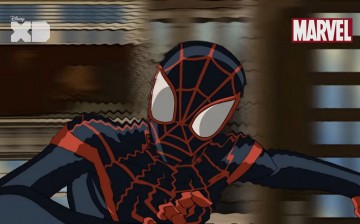 Miles Morales aka the Ultimate Spider-Man uses his 'spider-sense' ability in the 'Ultimate Spider-Man' cartoon series.