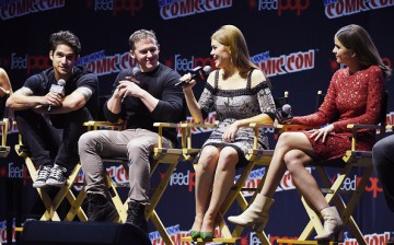 Tyler Posey, Jeff Davis, Holland Roden and Shelley Hennig attend the 'Teen Wolf' Final Farewell during day 3 of 2016 New York Comic Con held on October 8, 2016 in New York City.