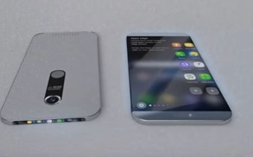 Two smartphones are presented in contrasting positions to showcase their external features. 