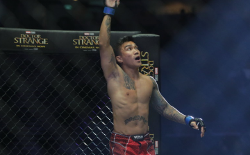 Vaughn Donayre enters the ring before a fight in the ONE Championship MMA promotion.