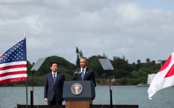 US President Barack Obama delivers an address during his meeting with Japanese Prime Minister Shinzo Abe last Dec. 27, 2016.