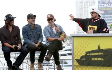 'The Walking Dead' actors Norman Reedus, Jeffrey Dean Morgan and Andrew Lincoln join Kevin Smith at Comic-Con on July 23, 2016 in San Diego, California.