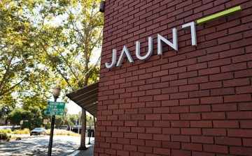 Logo of VR company Jaunt at its headquarters in the Silicon Valley town of Palo Alto, California.