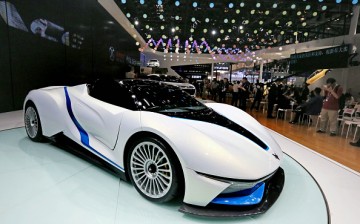 A BAIC Motor Arcfox-7 concept electric vehicle is on display at the 2016 Beijing International Automotive Exhibition.