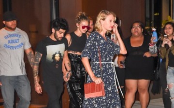 Taylor Swift, Gigi Hadid and Zayn Malik are seen walking in Soho in New York City on September 12, 2016.