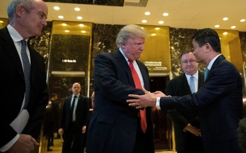Alibaba founder and executive chairman Jack Ma shakes hands with U.S. President-elect Donald Trump during their meeting at Trump Tower on Jan. 9.