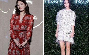 (L) LSinger Suzy from Miss A attends the Burberry Seoul Flagship Store Opening Event. (R) Singer Seo-Hyun attends the Michael Kors Young Korea Party in Seoul.  