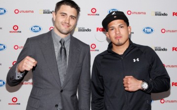 UFC fighters Carlos Condit and Anthony Pettis attend the Fox Hispanic Media Upfront at Ziegfeld Theatre on May 16, 2012 in New York City. 
