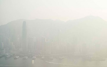 Hong Kong shrouded in haze coming from mainland China.