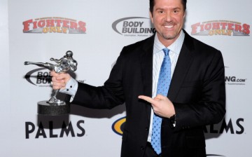 UFC announcer/commentator Mike Goldberg jokes around as he holds Joe Rogan's MMA Personality of the Year award at the Fighters Only World Mixed Martial Arts Awards 2011 at The Pearl concert theater at the Palms Casino Resort November 30, 2011 in Las Vegas
