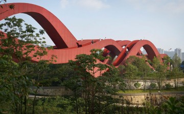 China's Lucky Knot Bridge joins eight different locations.