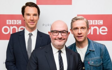 Benedict Cumberbatch, Boyd Hilton and Martin Freeman attend a screening of the Sherlock 2016 Christmas Special at Ham Yard Hotel on December 19, 2016 in London, England.