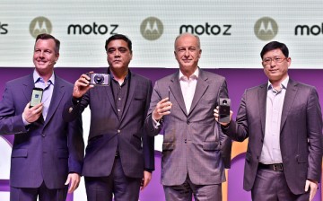 (Left to Right) Jim Thiede, Head of Global Product Marketing, Mobile Business Group, Lenovo, Sudhin Mathur, Executive Director, Lenovo Mobile Business Group India, Aymar de Lencquesaing, SVP and Co-President, Mobile Business Group, Lenovo, Chairman and Pr