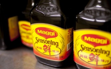 Nestle SA Maggi seasoning is displayed on a shelf in Dongguan, Guangdong Province, China.