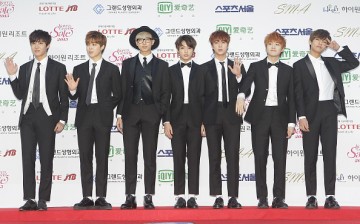BTS arrive for the 24th Seoul Music Awards at the Olympic Park on January 22, 2015 in Seoul, South Korea.