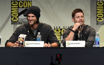Jared Padalecki (L) and Jensen Ackles speak onstage at the 'Supernatural' panel during Comic-Con International 2015 at the San Diego Convention Center on July 12, 2015 in San Diego, California. 