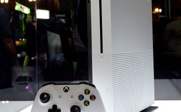 The new Xbox One S gaming console is on display in the Microsoft Corp. Xbox booth during the annual E3 2016 gaming conference at the Los Angeles Convention Center on June 14, 2016 in Los Angeles, California. 