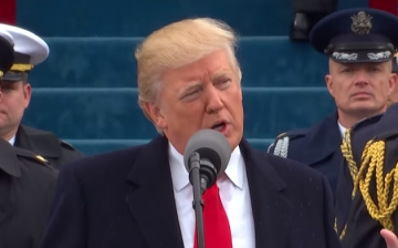 The 45th president of the United States speaks outside the Capitol building on Inauguration Day. 