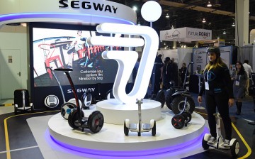 The self-balancing Ninebot Segway personal transportation robot is demonstrated at CES 2016 at the Sands Expo and Convention Center on Jan. 7, 2016.