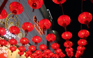 Red lanterns are hung high to celebrate the Lantern Festival on Feb. 17, 2016 in Suzhou, Jiangsu Province of China. 