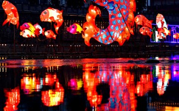 Fish-shaped lanterns are ready to greet the Spring Festival on Gongshui River in Xuanen County, central China's Hubei Province this Jan. 28.