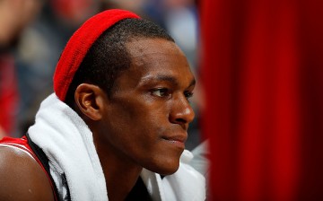 Rajon Rondo of the Chicago Bulls looks on from the bench in the final minutes of their 115-107 loss to the Atlanta Hawks at Philips Arena on November 9, 2016 in Atlanta, Georgia.