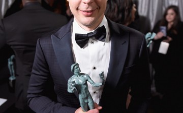Actor Jim Parsons recipient of the Outstanding Cast in a Motion Picture award for 'Hidden Figures', poses backstage during The 23rd Annual Screen Actors Guild Awards at The Shrine Auditorium on January 29, 2017 in Los Angeles, California. 
