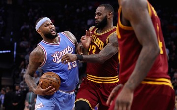 DeMarcus Cousins of the Sacramento Kings tries to drive on LeBron James #23 of the Cleveland Cavaliers at Golden 1 Center on January 13, 2017 in Sacramento, California. 