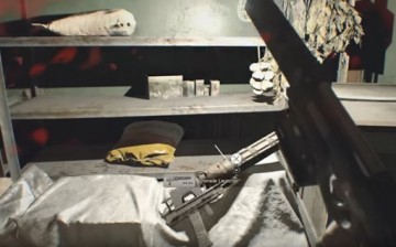 A player finds the makeshift Grenade Launcher in a room of 