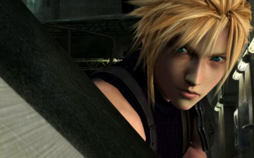 Cloud Strife poses a fighting stance in 
