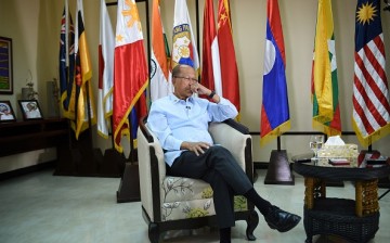 Philippine Defense Secretary Delfin Lorenzana takes part in an interview with AFP in Manila.