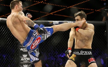 Jake Shields unleashes a brutal head kick against Jon Fitch during their bout for the World Series of Fighting welterweight championship last Dec. 31, 2016.