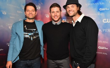 Misha Collins, Jensen Ackles and Jared Padalecki attend the CW's Fan Party to Celebrate the 200th episode of 'Supernatural' on November 3, 2014.