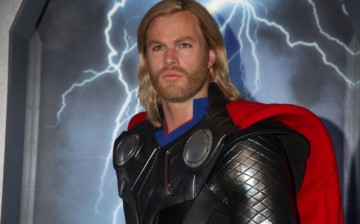 A wax figure of Thor, as portrayed by actor Chris Hemsworth, appears at the Madame Tussauds New York's Interactive Marvel Super Hero Experience at Madame Tussauds on April 26, 2012 in New York City. 