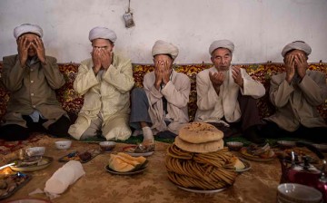 People in the Xinjiang Uyghur Autonomous Region observe a Muslim holiday.