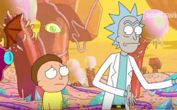 Rick and his grandson Morty are looking at ecach other on this episode of 