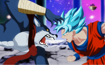 Bergamo and Son Goku are about to exchange blows in 