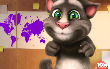 Photo shows Talking Tom, the main character featured in the famous app of Outfit7.
