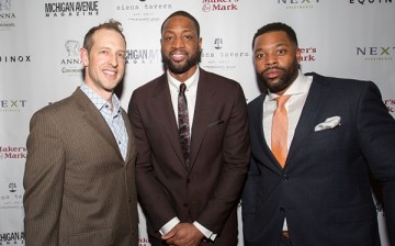 Dr. Jason Jared, NBA Player Dwyane Wade, and LaRoyce Hawkins celebrate Michigan Avenue Magazine's Winter Issue With Dwyane Wade at Siena Tavern on December 11, 2016 in Chicago, IL.